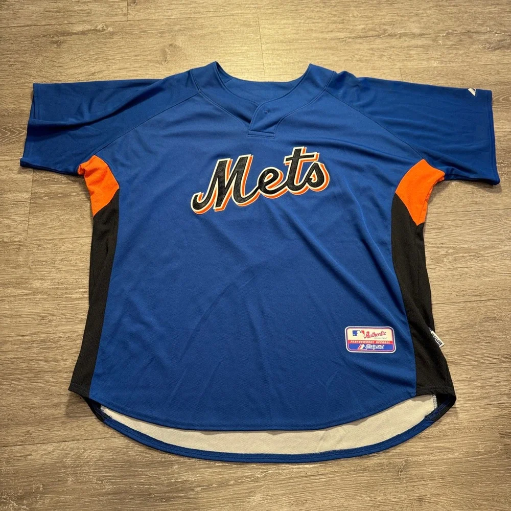 David Wright #5 New York Mets Jersey Mens 2XL Blue Majestic BP Shirt Baseball
